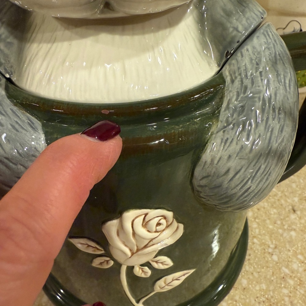 2004 Kenni-Kats Blue Sky Carvers Cat-Shaped Cookie Jar Cat in tea-pot Kitten - Picture 6 of 16